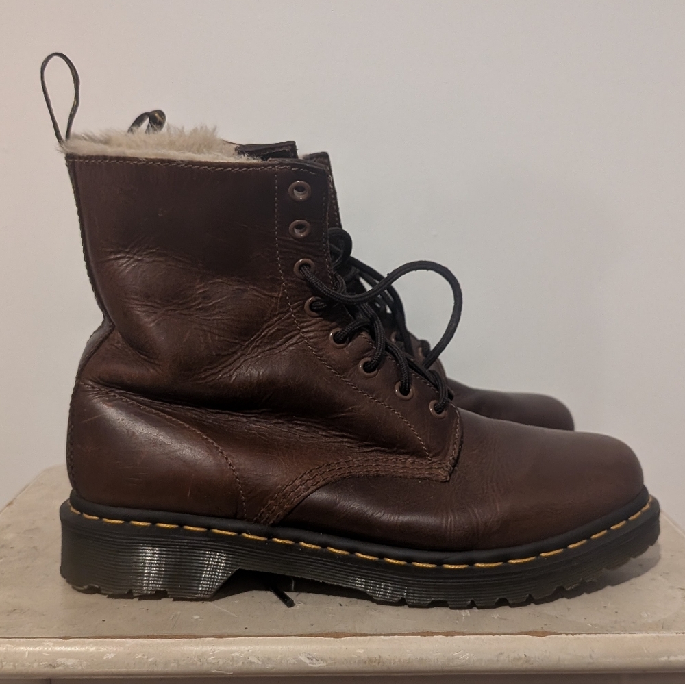 Dr. Martens 1460 Serena Faux Fur Lined Leather Lace Up Boots